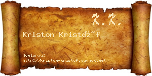 Kriston Kristóf névjegykártya